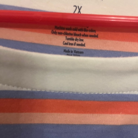 Croft & Barrow Boatneck 3/4  Blue Pink Sleeve Striped Top 2X NWT Plus Size - Picture 7 of 13